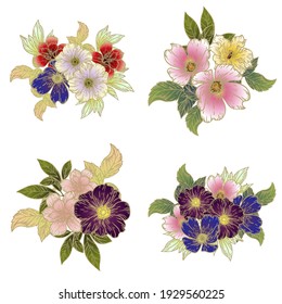 Flowers set. Collection of floral elements