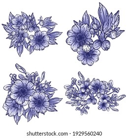 Flowers set. Collection of floral elements