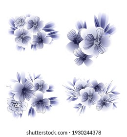 Flores puestas. Colección de elementos florales