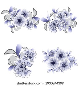 Flowers set. Collection of floral elements