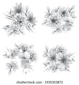 Flowers set. Collection of floral elements