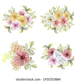 Flowers set. Collection of floral elements
