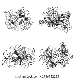 Flowers set. Collection of floral elements