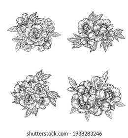 Flowers set. Collection of floral elements