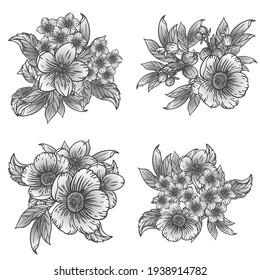 Flowers set. Collection of floral elements