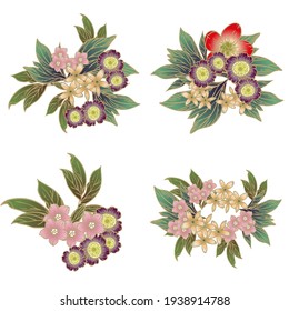 Blumengarnitur. Sammlung von Blumenelementen