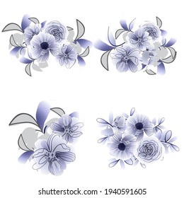Flowers set. Collection of floral elements