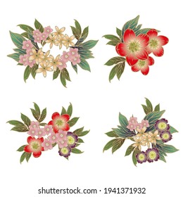 Blumengarnitur. Sammlung von Blumenelementen