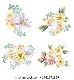 Flowers set. Collection of floral elements