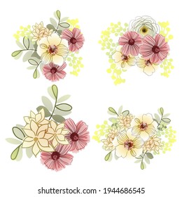 Flores puestas. Colección de elementos florales