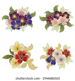 Flowers set. Collection of floral elements