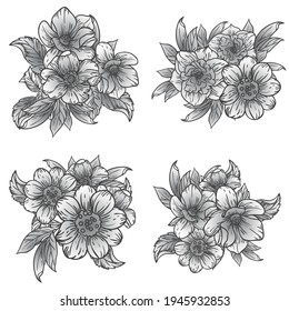 Flowers set. Collection of floral elements