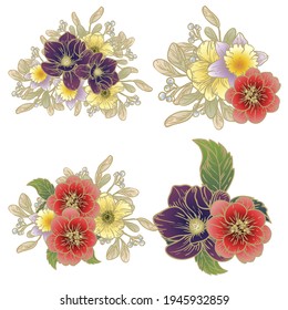 Flowers set. Collection of floral elements