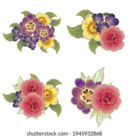 Flowers set. Collection of floral elements