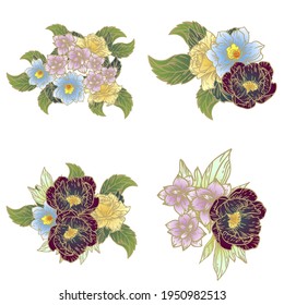 Flowers set. Collection of floral elements
