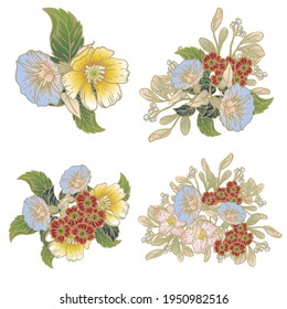 Flowers set. Collection of floral elements