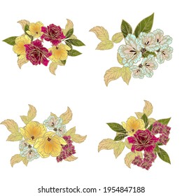 Flowers set. Collection of floral elements