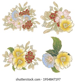 Flowers set. Collection of floral elements