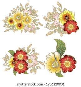 Flowers set. Collection of floral elements