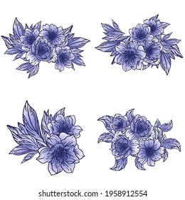 Flowers set. Collection of floral elements