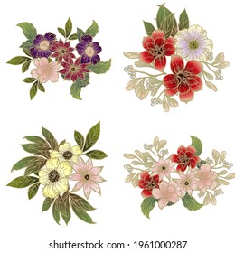 Flowers set. Collection of floral elements