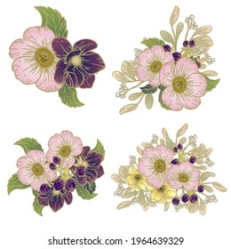 Flowers set. Collection of floral elements