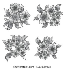 Flores puestas. Colección de elementos florales