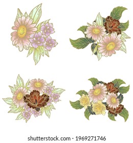 Flowers set. Collection of floral elements