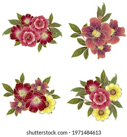 Flowers set. Collection of floral elements