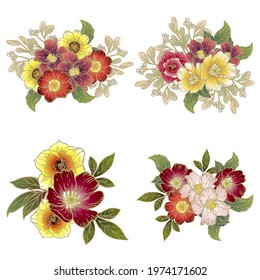 Flowers set. Collection of floral elements
