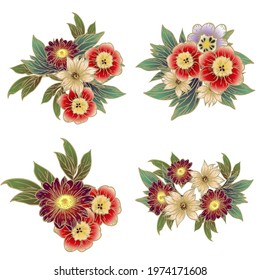 Flowers set. Collection of floral elements