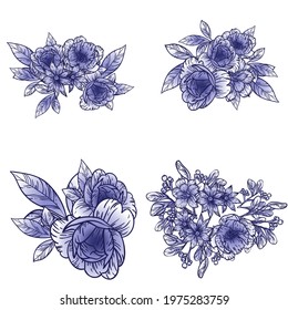 Flowers set. Collection of floral elements