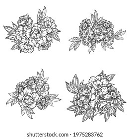 Flowers set. Collection of floral elements