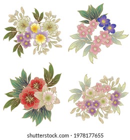 Flowers set. Collection of floral elements