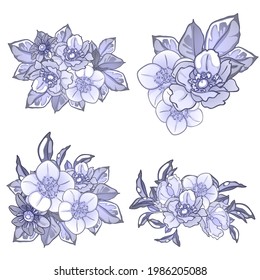 Blumengarnitur. Sammlung von Blumenelementen