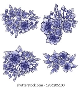 Blumengarnitur. Sammlung von Blumenelementen