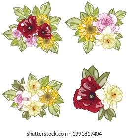 Flowers set. Collection of floral elements