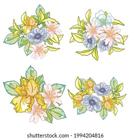 Blumengarnitur. Sammlung von Blumenelementen