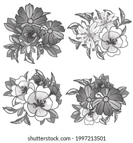 Flowers set. Collection of floral elements