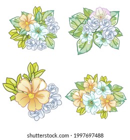 Flowers set. Collection of floral elements