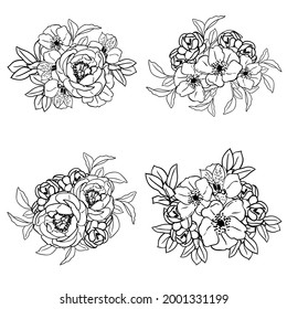 Flores puestas. Colección de elementos florales
