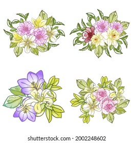 Flowers set. Collection of floral elements
