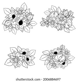 Flowers set. Collection of floral elements