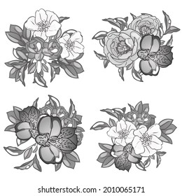 Flowers set. Collection of floral elements