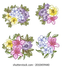 Flowers set. Collection of floral elements