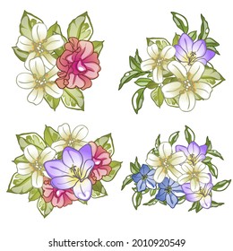 Flowers set. Collection of floral elements