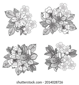 Blumengarnitur. Sammlung von Blumenelementen