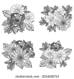 Flowers set. Collection of floral elements