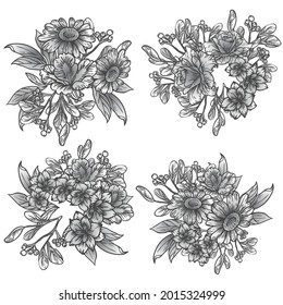 Flowers set. Collection of floral elements