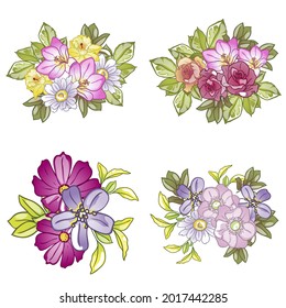 Flowers set. Collection of floral elements
